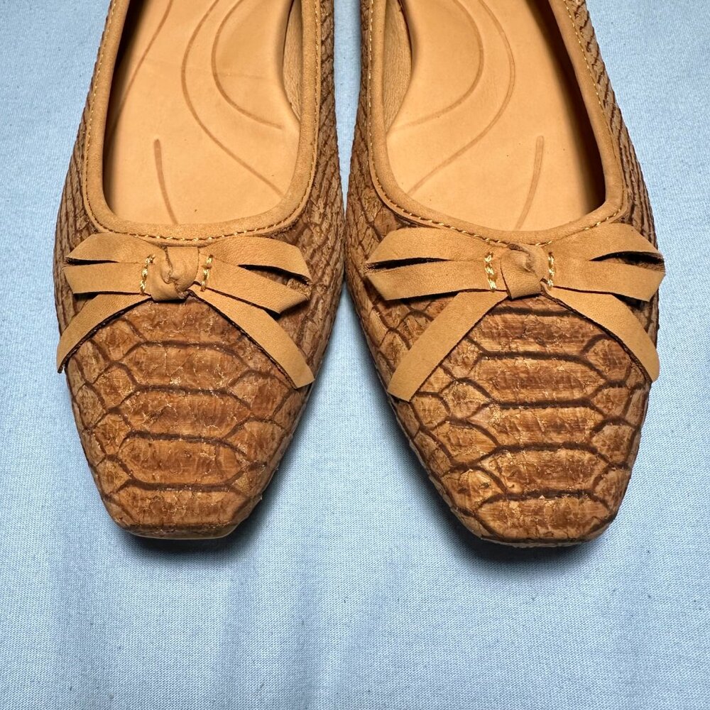 BORN Cork Upper Snake Print Tan Slip On Ballet Flats Shoes - Picture 6 of 10